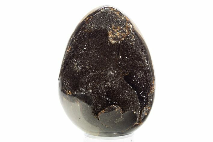 Septarian Dragon Egg Geode - Sparkly Black Crystals #329484